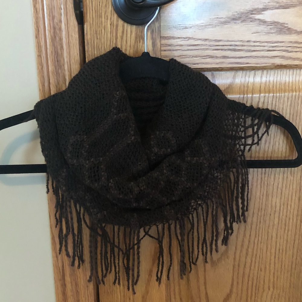 Brown over the neck scarf